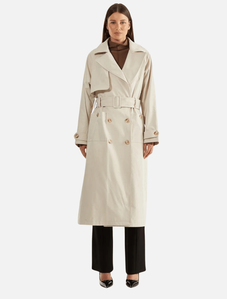 Carrie Trench Coat - Birch | brand-Ena Pelly, Coats & Jackets, Jackets & Coats, long coat, price-$250+, trench coat | Ena Pelly