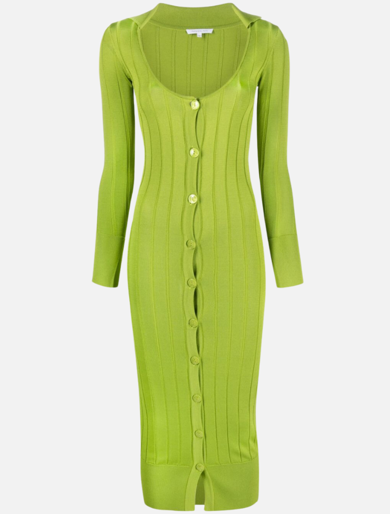Clothing Ribbed Knit Cardigan Dress - Asparagus