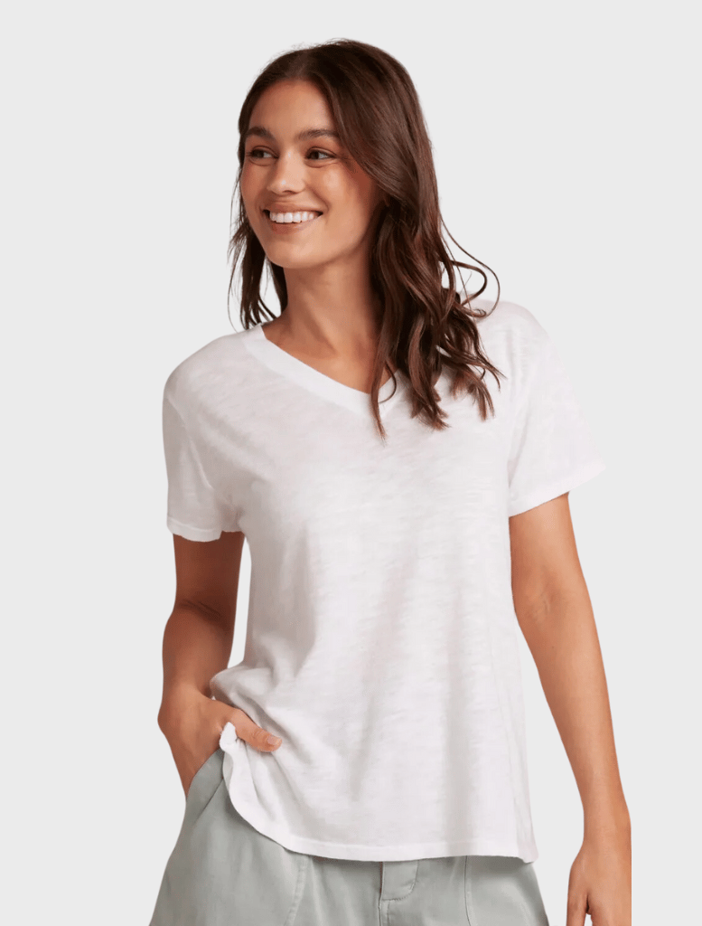 Clothing Side Slit V-Neck Tee - White