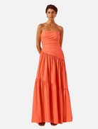 Clothing Strapless Tiered Maxi Dress - Coral