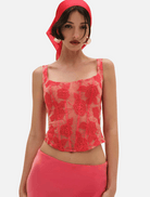 Clothing Embroidered Roses Corset Top - Red