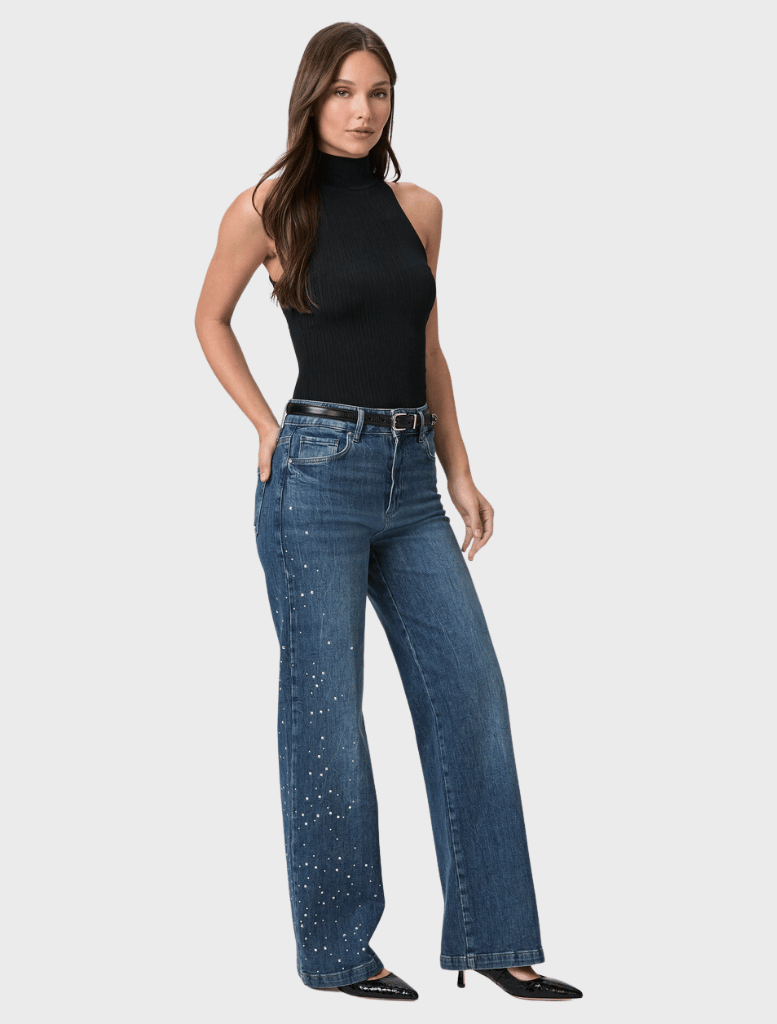 Denim Sasha High Rise Wide Leg 32 - Laurena Embellished