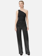 Denim Sasha High Rise Wide Leg - Black Silver Glitter Ombre