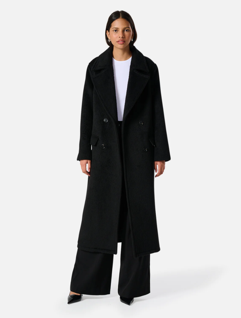 Lana Wool Coat - Black | Clothing | brand-Ena Pelly, Clothing, Coats & Jackets, Jackets & Coats, long coat, price-$250+, Winter, winter essentials, wool coat | Ena Pelly