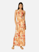 Clothing Solene Halter Maxi Dress - Orange Floral