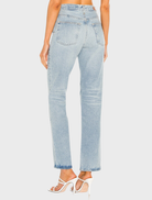 Leana Mid Rise Palazzo in Dune, showcasing a chic, wide-leg design perfect for casual or dressy occasions.