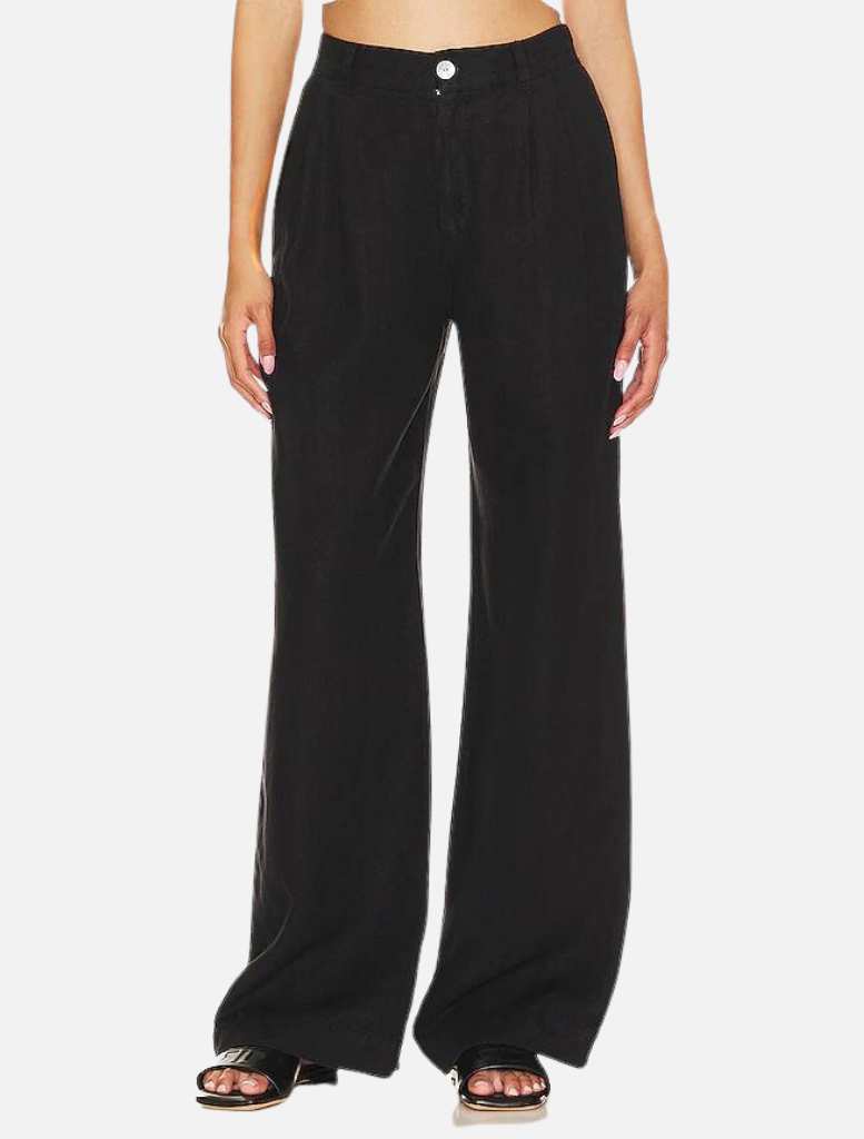 Pleated Wide Leg Trousers - Black - Insurge Clothing