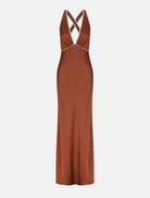 Clothing Contrast Plunged Cross Back Maxi - Belkis