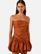 Clothing Celeste Strapless Bubble Mini Dress - Rust