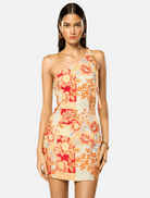 Clothing Solene Asymmetrical Short Dress - Orange Floral