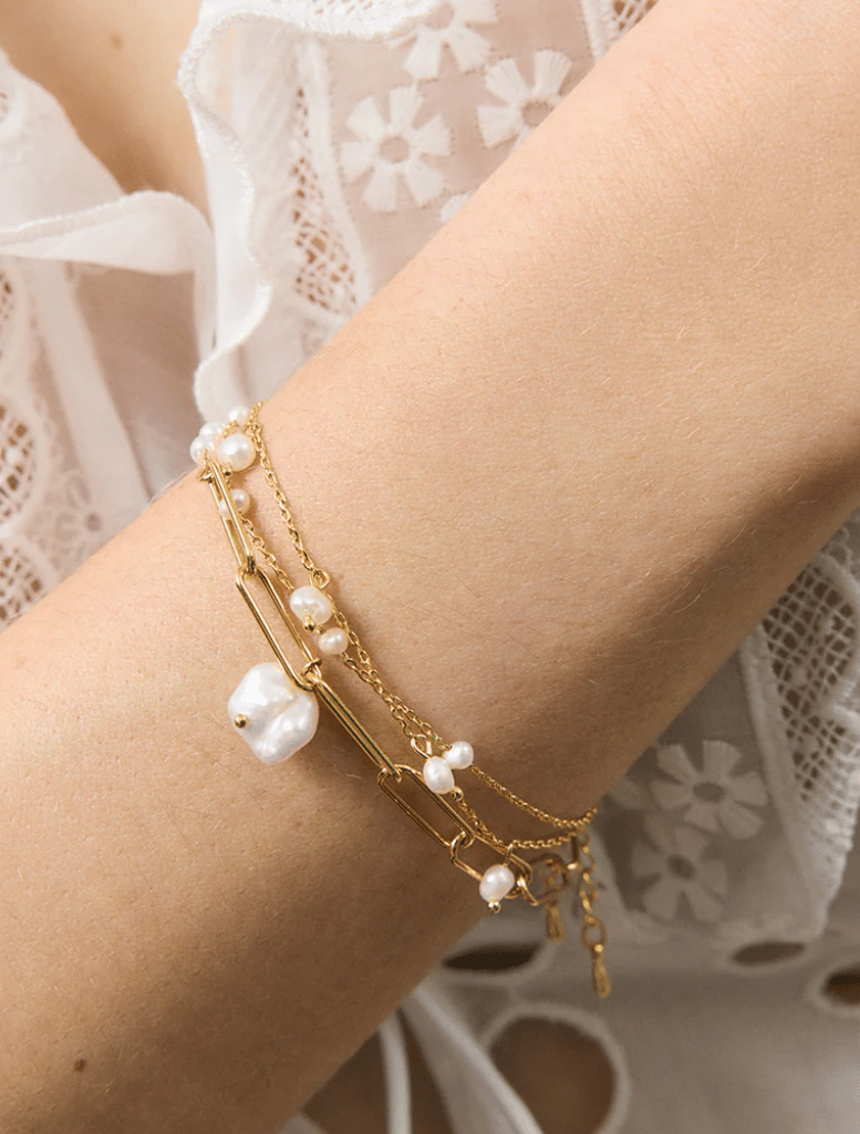 Clothing Lolly Bracelet - Gold + Pearl