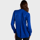 Mandarin Collar Button Down - Rich Cobalt