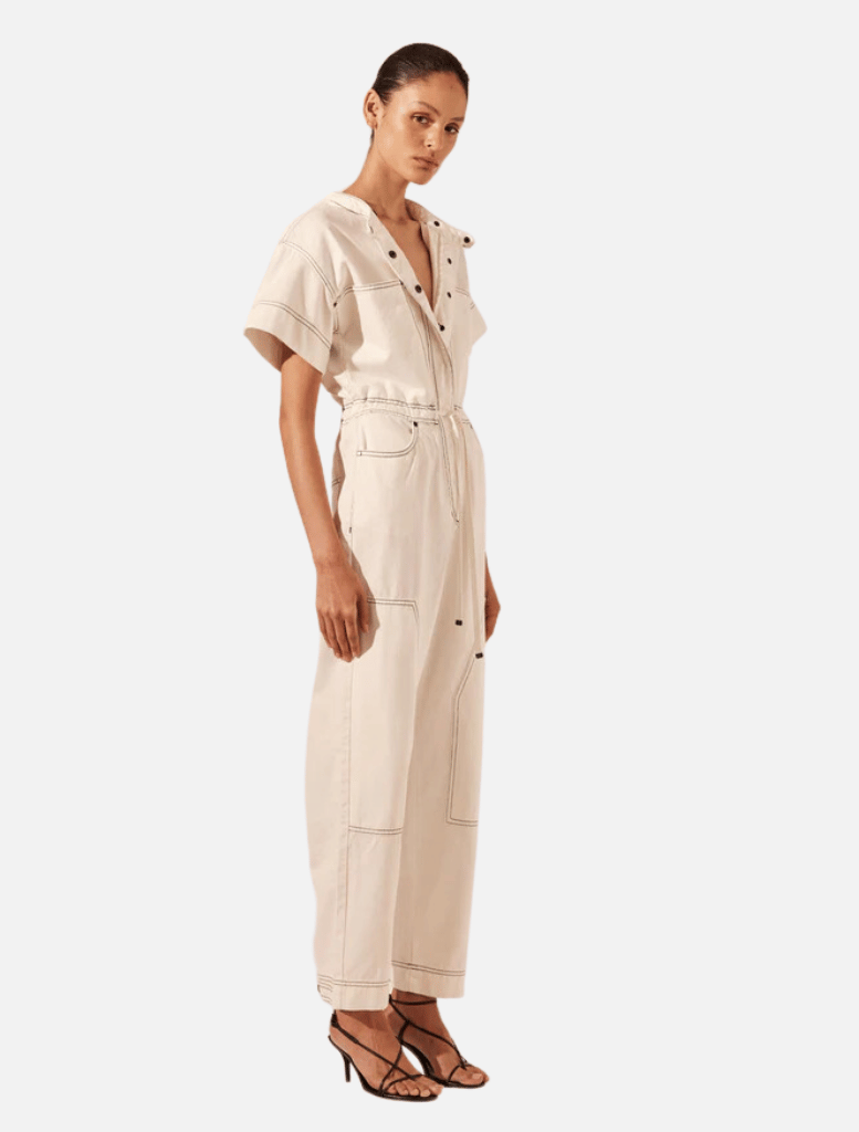 Clothing Hana Short Sleeve Boiler Suit - Ivory