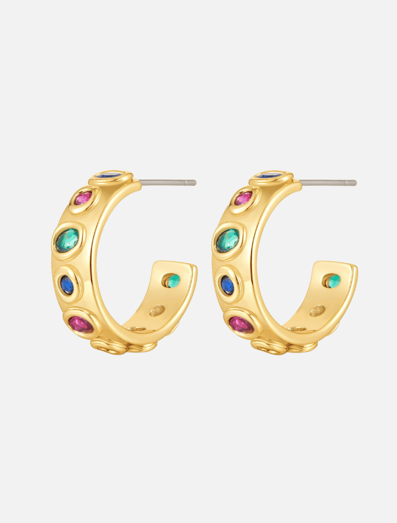 Accessories The Royale Stone Hoops - Gold
