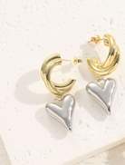 Accessories Two Tone Heart Earrings - Gold/Silver