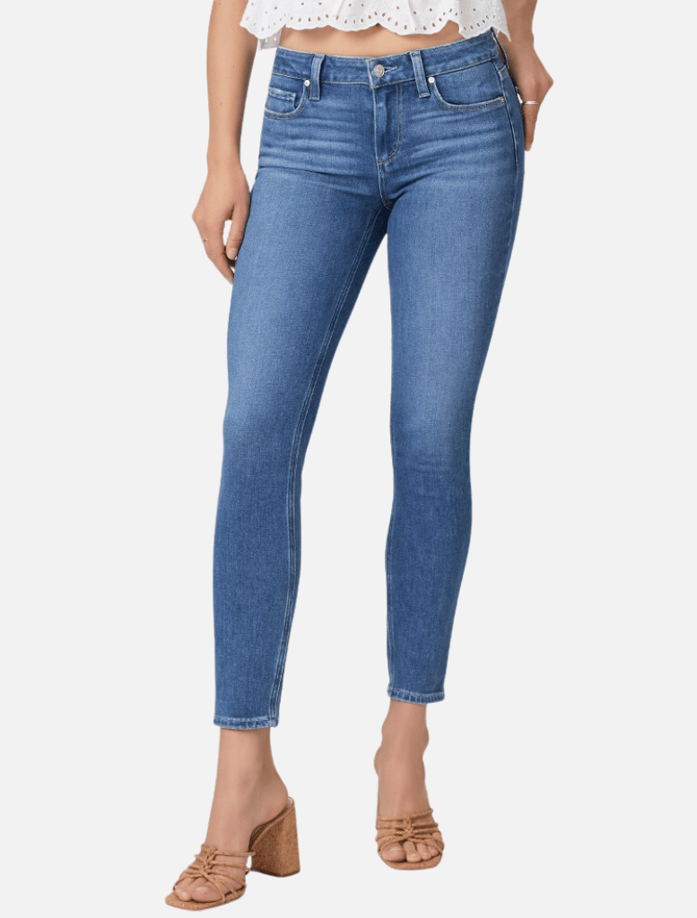 Verdugo Ankle Mid Rise Skinny - Starlet | Denim | Blue jeans, brand-PAIGE, Denim, Denim Jeans, High rise jeans, Jean, Jeans, price-$250+, Skinny Jean, skinny jeans | PAIGE