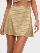 Clothing Glitter Grid Mini Skirt - Gold