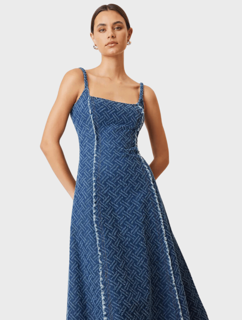 Clothing Cora Denim Midi Dress - Blue