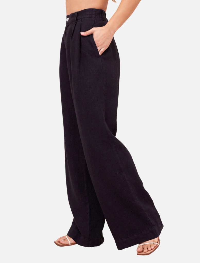 Clothing Pleated Wide Leg Trousers - Black