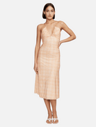 Clothing Ama Midi Dress - Peach Gingham