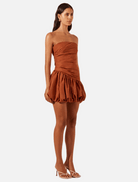 Clothing Celeste Strapless Bubble Mini Dress - Rust