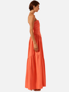 Clothing Strapless Tiered Maxi Dress - Coral