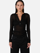 Top Xavier Button Top - Black