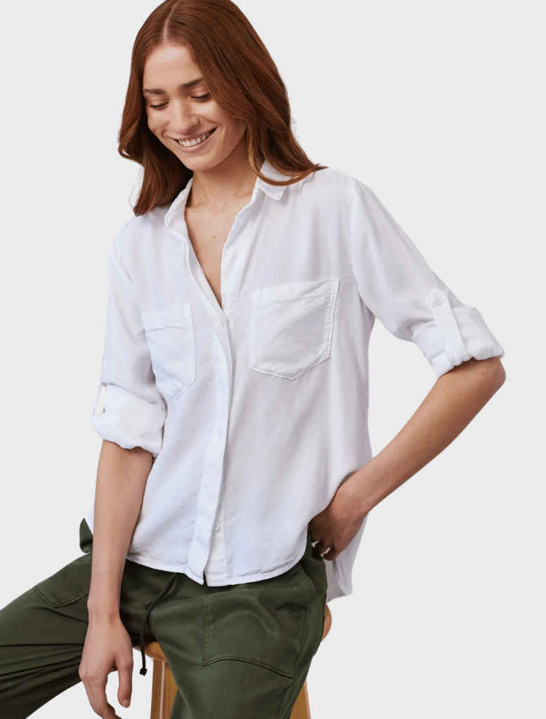 Clothing Split Back Button Down - White