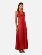 Clothing Savanna Halter Open Back Maxi Dress - Chilli