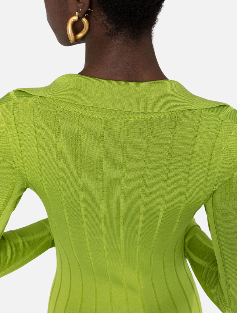 Ribbed Knit Cardigan Dress - Asparagus - Insurge Clothing