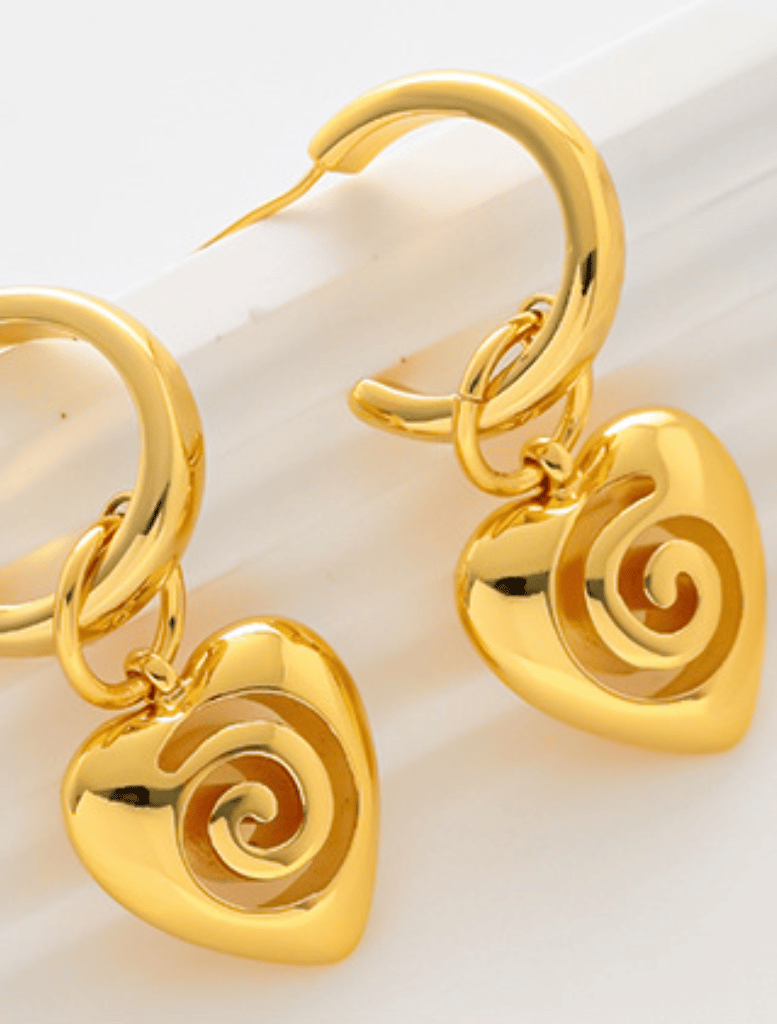Accessories Heart Coil Earrings - Gold