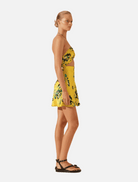 Clothing Romilly Silk Cross Front Cut Out Mini Dress - Canary/Multi