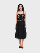 Clothing Jolene Embroidered Midi Dress - Black