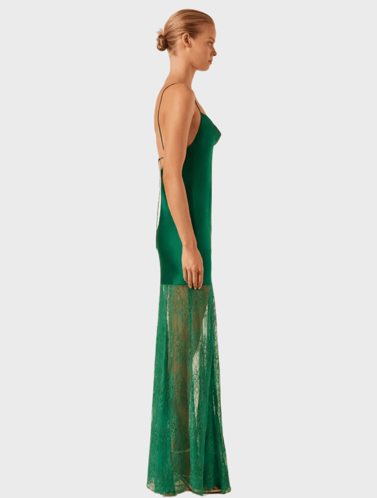 Clothing Silk lace Cowl Maxi Dress - Emerald Green