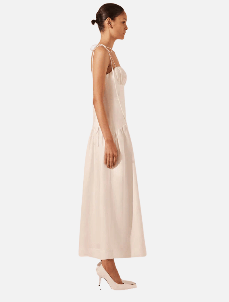 Clothing Blanc Gathered Midi Dress - Ivory