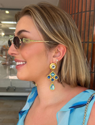 Accessories Rya Cross Earrings - Turquoise