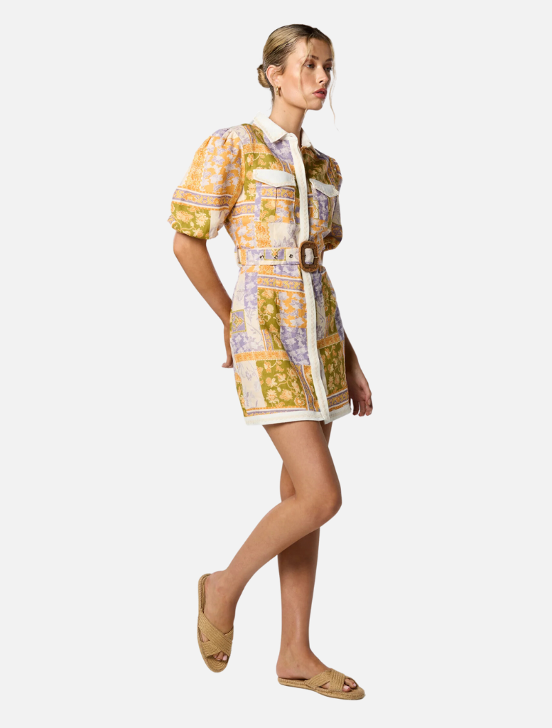 Dresses Billie Button Up Short Dress - Patchwork Floral Print