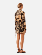 Clothing Draped Shirt Mini Dress - Black/Multi