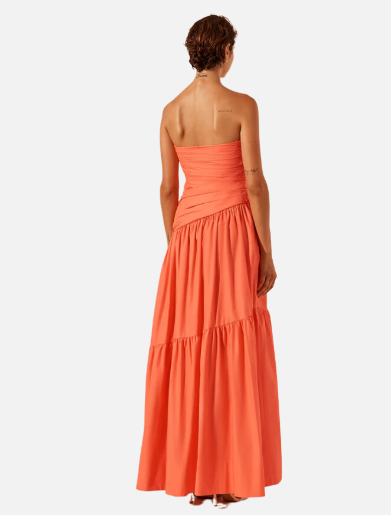 Clothing Strapless Tiered Maxi Dress - Coral