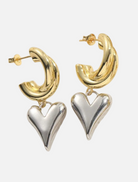 Accessories Two Tone Heart Earrings - Gold/Silver