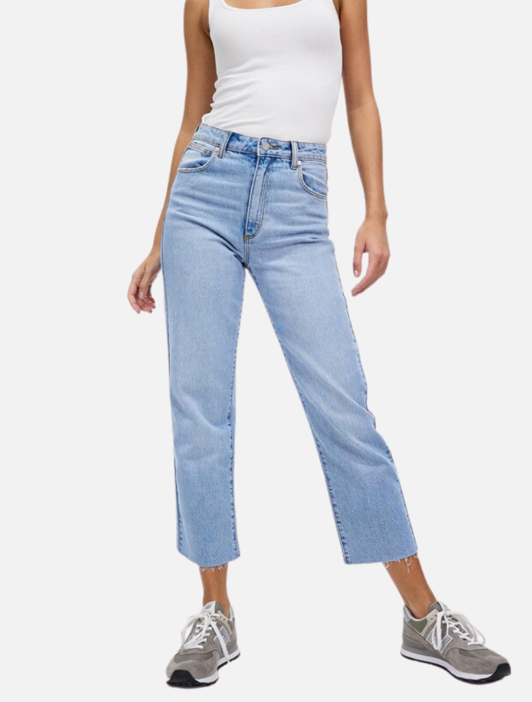 A Venice Straight Candice - Light Vintage Indigo | Denim | Blue Denim, Blue jeans, brand-Abrand, coloured denim, Denim, Denim Jeans, High rise jeans, Jeans, price-$100 - $150, straight leg jeans | Abrand