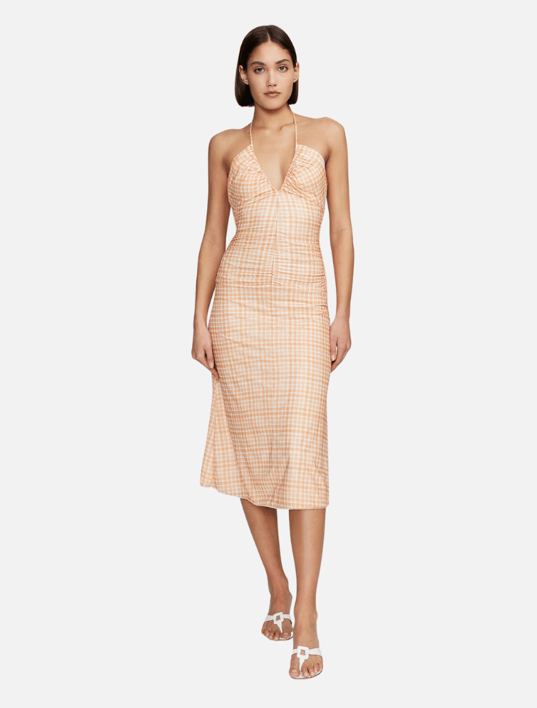 Clothing Ama Midi Dress - Peach Gingham