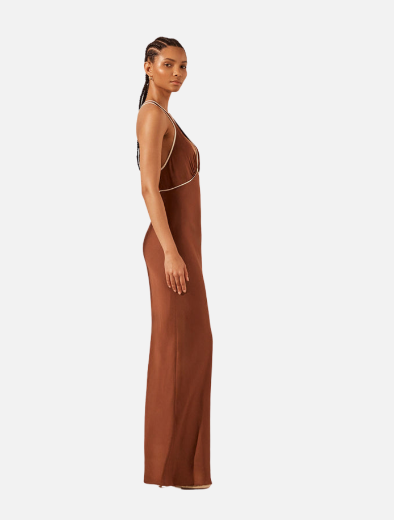 Contrast Plunged Cross Back Maxi - Belkis - Insurge Clothing