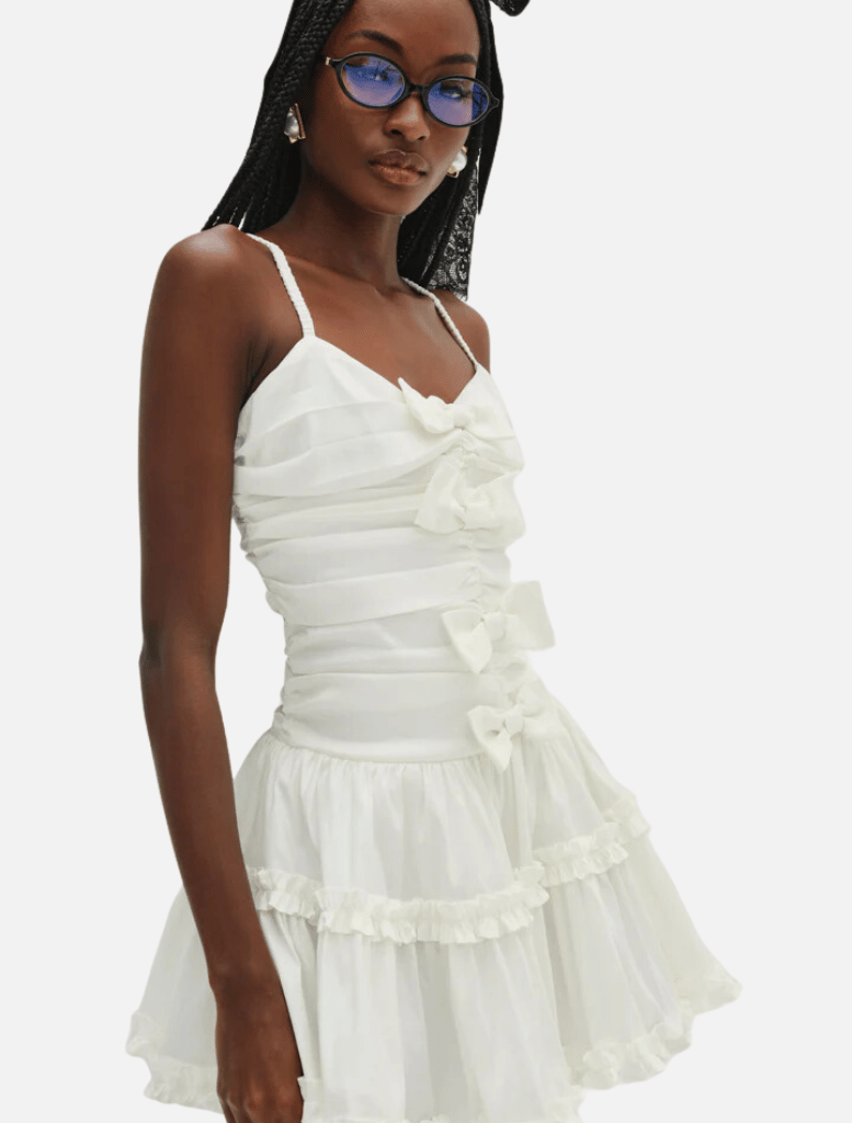 Clothing Whipped Cream Taffeta Mini Dress - White