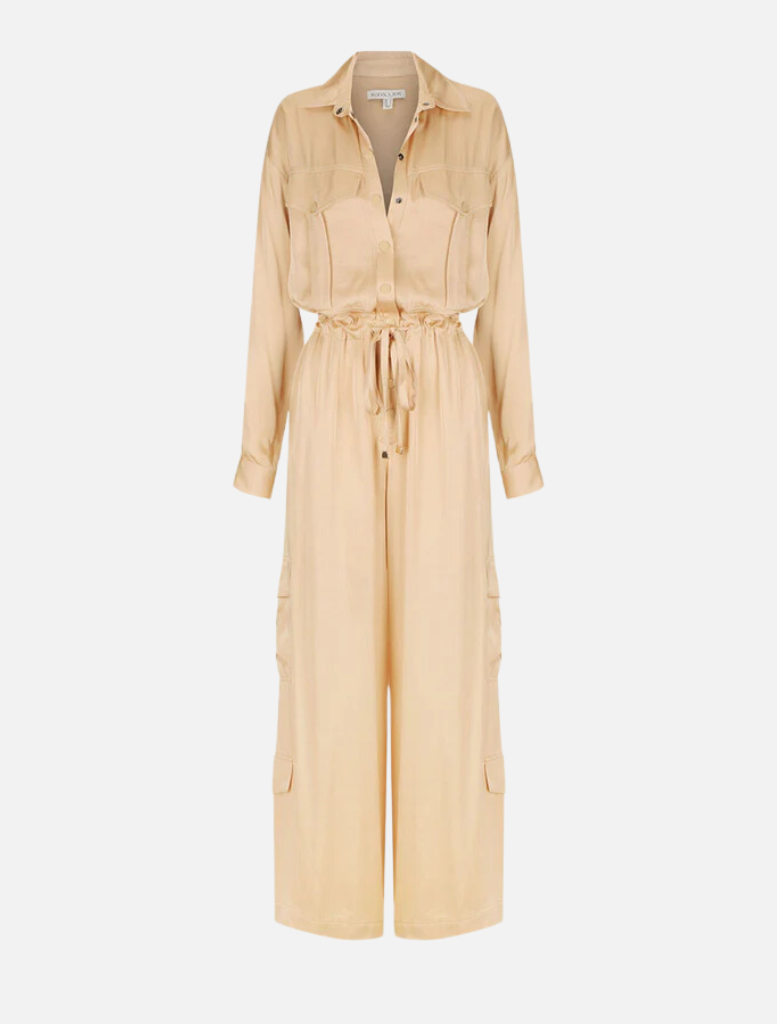 Clothing Drawstring Utility Jumpsuit - Oat