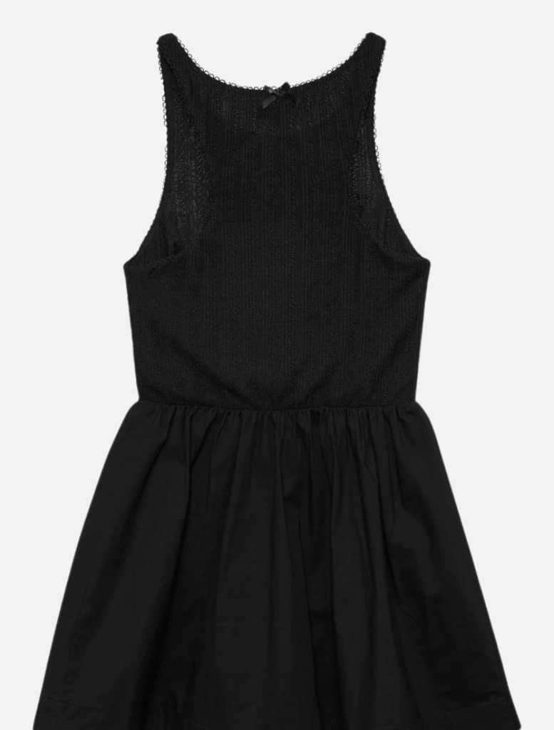 Billie Pointelle Mini Dress - Black - Insurge Clothing