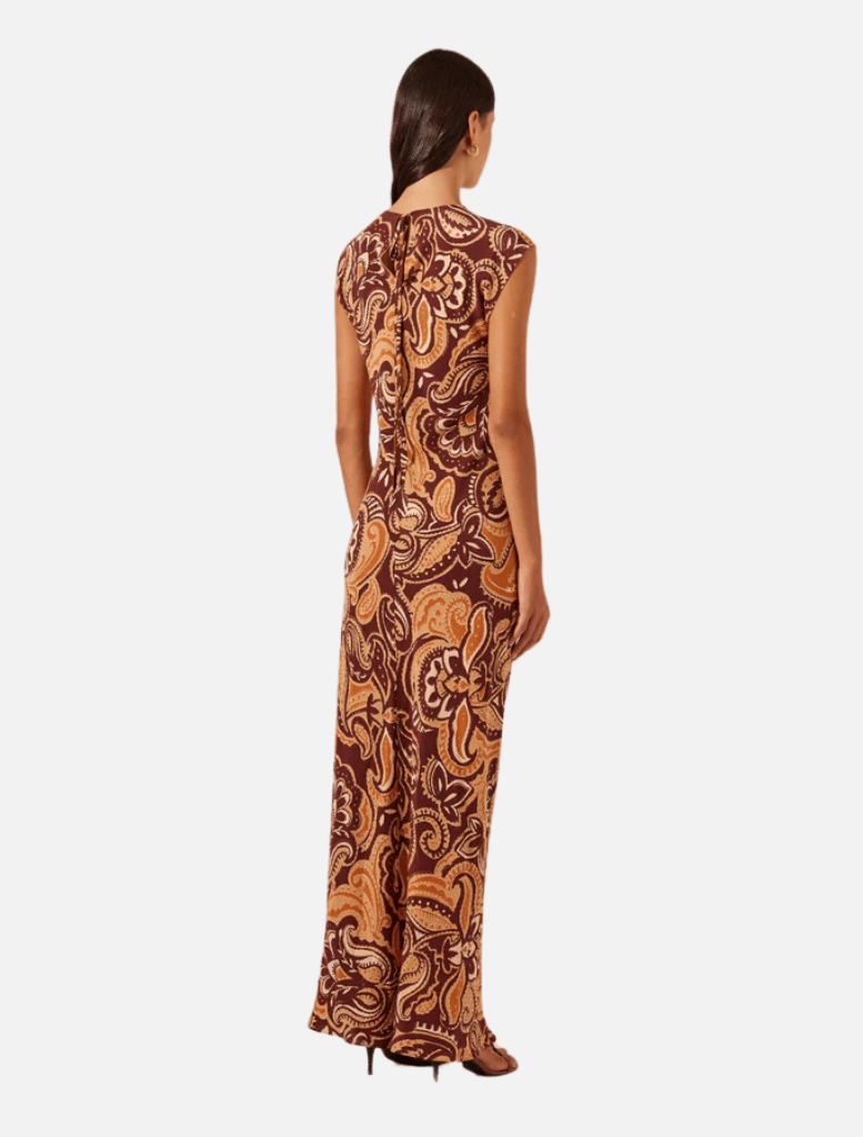 Clothing Zahra Silk Side Split Maxi Dress - Burgundy/Multi