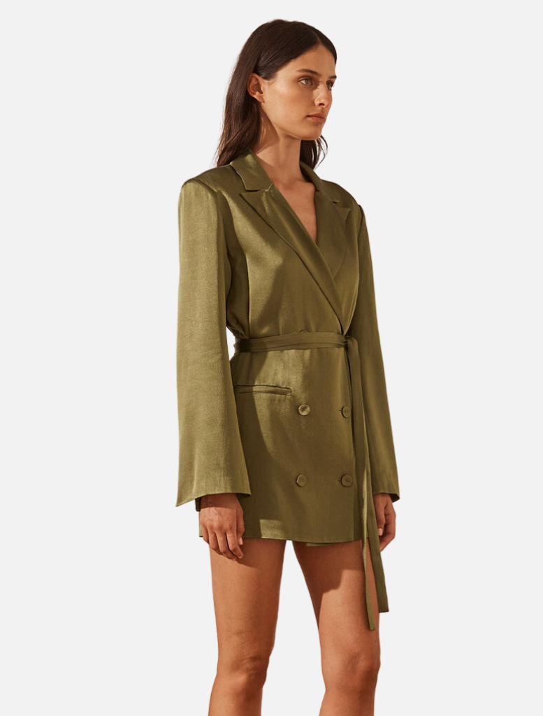 Arienzo Blazer Dress - Green Olive - Insurge Clothing