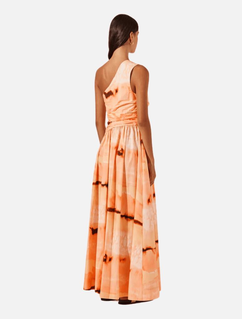 Clothing Larissa Asymmetrical Gathered Maxi Dress - Peach/Multi