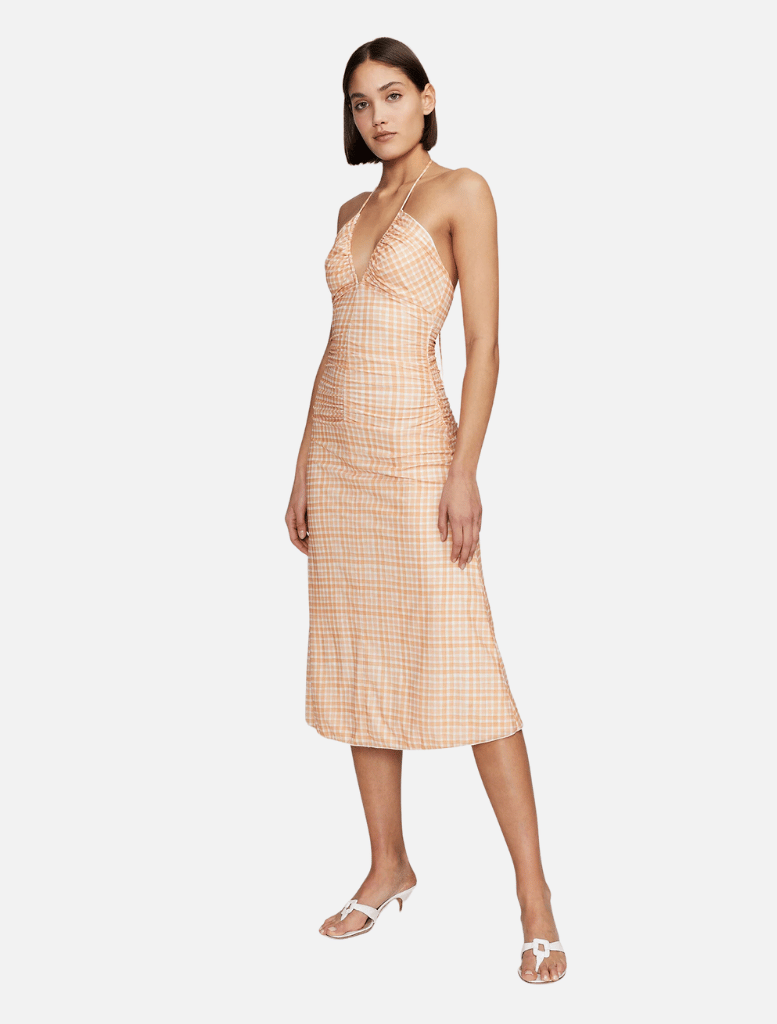 Clothing Ama Midi Dress - Peach Gingham